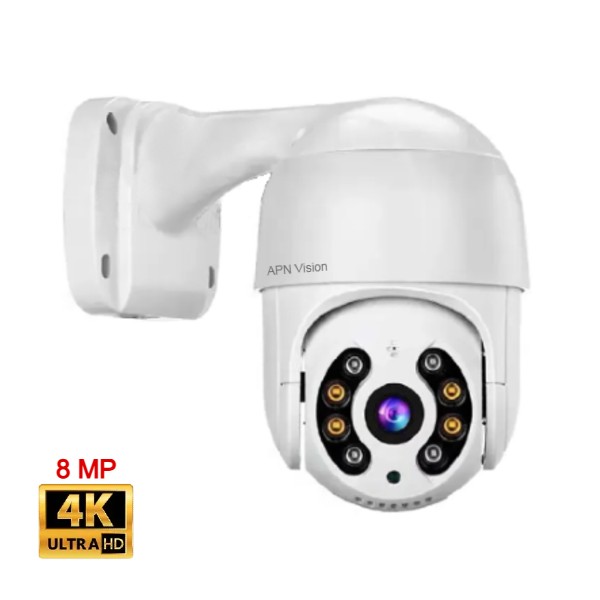 Камера за Видеонаблюдение 4K UltraHD 8MP PoE 48V, PTZ контрол, H.265, Аудио, Слот за Micro SD Карта, Засичане на Движение, Външна Камера IP66